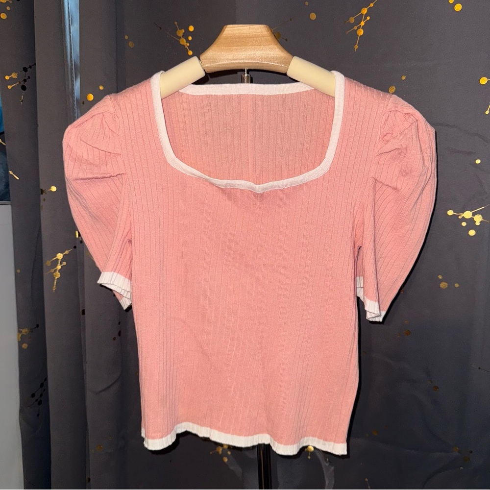 Pink Ribbed Short Top